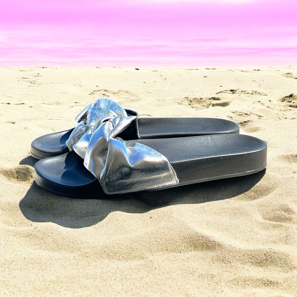 Rebecca Minkoff Silver Slide Sandals